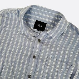 Rails Connor Shirt Mens Medium White Denim Pinstripe Linen Blend Button Up LS